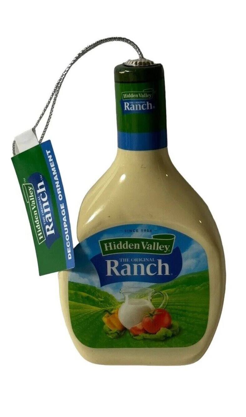 New 2023 Hidden Valley Ranch Dressing Bottle Christmas Decoupage Ornament 4”